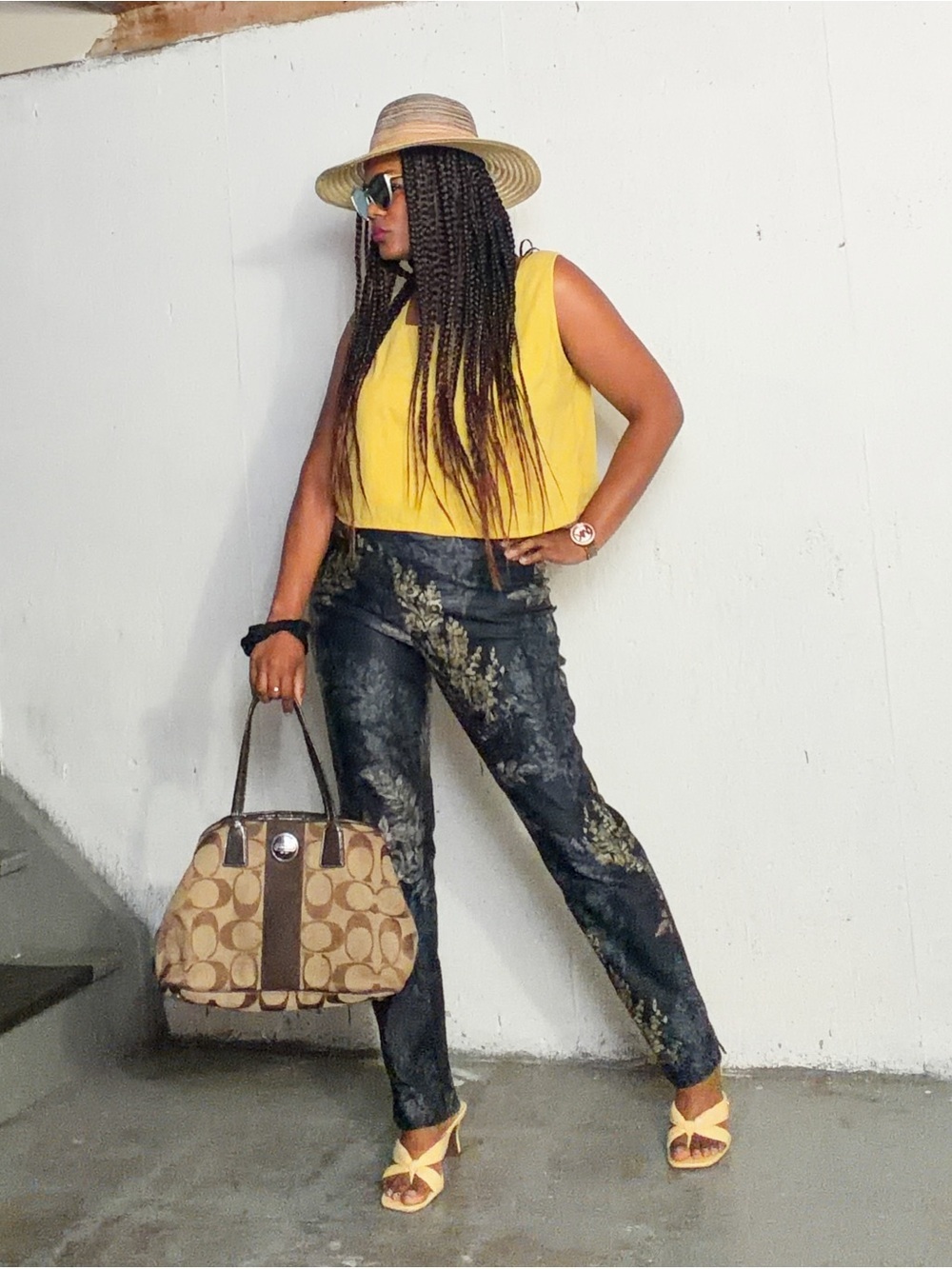 Black Floral Pants– Stylish Patterned Stretch, 12 - Picture 2 of 7